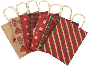 img 1 attached to 🛍️ 28 средних размеров рождественских подарочных пакетов - Набор бумажных пакетов Kraft с ручками, коричневых цветов, для шопинга, вечеринок, лакомств и подарков