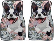 hugs idea novelty cartoon boston terrier flower pattern front carpet universal fits car truck suv floor mats 2 piece logo