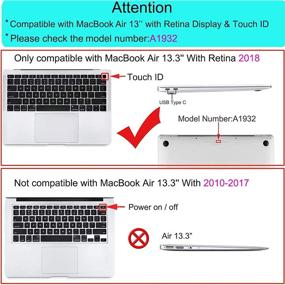 img 3 attached to 🖥️ MOSISO защита клавиатуры для MacBook Air 13 дюймов выпуска 2019-2018 годов A1932 Retina Display: водонепроницаемая, пылезащитная силиконовая оболочка - черный