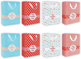 img 1 attached to 🎁 128GSM Waterproof Medium Bright Film Paper Gift Bags with Ribbon Handles - 8-Pack Shopping Retail Bags, Ideal for Birthdays, Weddings, Holidays