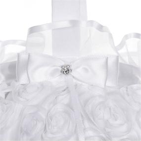 img 2 attached to Sophisticated AmaJOY 5 inch Embroidered Petal Flower Girl Basket: Satin Rose Bowknot Decoration for Elegant Wedding Ceremony & Party Décor