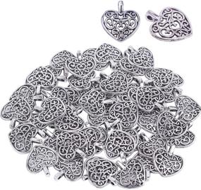 img 4 attached to 💖 High-Quality Silver Heart Charms Pendants for Jewelry Making - Bonayuanda: Perfect for Earrings, Bracelets, and Necklaces