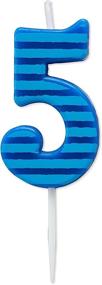 img 3 attached to 🎂 Papyrus Happy Birthday Candle, Blue Stripes - Number 5 (1-Count)