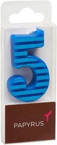 img 2 attached to 🎂 Papyrus Happy Birthday Candle, Blue Stripes - Number 5 (1-Count)