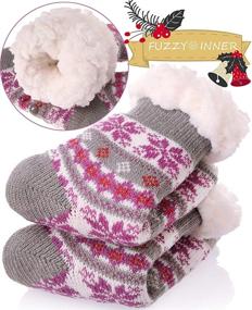 img 2 attached to Уютные шерстяные новогодние носки со шлепкой для маленьких девочек: стильная одежда для холодной погоды