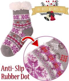 img 3 attached to Уютные шерстяные новогодние носки со шлепкой для маленьких девочек: стильная одежда для холодной погоды