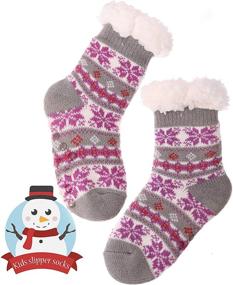 img 4 attached to Уютные шерстяные новогодние носки со шлепкой для маленьких девочек: стильная одежда для холодной погоды