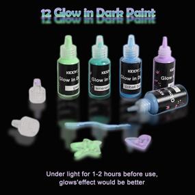 img 3 attached to 🎨 KIDDYCOLOR 40 Colors 3D Fabric Paint Kit - Fluorescent, Glow in The Dark, Glitter, Metallic - Ideal for Clothing, T-Shirt, Glass, Wood, Ceramic - Includes 3 Brushes and Stencils