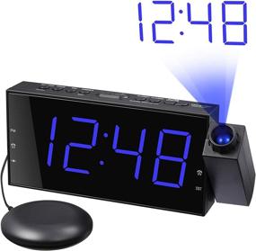 img 4 attached to Bed Shaker Digital Alarm Clock with Projection, Vibrating Alarm for Heavy Sleepers and Hearing Impaired, Ceiling Clock with Large Dimmable LED Display, USB Charger, 12/24 H, DST Support