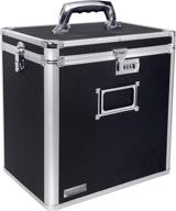 vaultz vz00490 locking vinyl record case - black, 50 record capacity, 14.4 x 13.4 x 9.6 inches: secure storage solution for vinyl collectors логотип