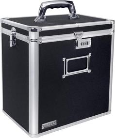 img 4 attached to Vaultz VZ00490 Locking Vinyl Record Case - Black, 50 Record Capacity, 14.4 x 13.4 x 9.6 Inches: Secure Storage Solution for Vinyl Collectors