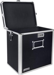 img 3 attached to Vaultz VZ00490 Locking Vinyl Record Case - Black, 50 Record Capacity, 14.4 x 13.4 x 9.6 Inches: Secure Storage Solution for Vinyl Collectors