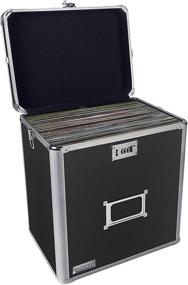 img 2 attached to Vaultz VZ00490 Locking Vinyl Record Case - Black, 50 Record Capacity, 14.4 x 13.4 x 9.6 Inches: Secure Storage Solution for Vinyl Collectors