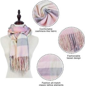 img 3 attached to Stay Cozy in Style: Plaid Blanket Scarf - Winter Fall Scarfs for Women