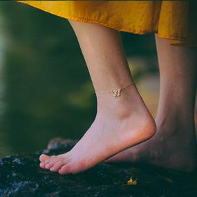 img 1 attached to 🦋 Dainty 14K Gold Filled Anklet Bracelets with Cute Butterfly, Evil Eye, Elephant, Star - Perfect for Women: Boho Beach Foot Chain, Handmade and Layered by Turandoss
