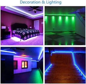 img 3 attached to Enhance Your Bedroom Ambiance with 32.8ft LED Strip Lights: Music Sync, 🛌 Bluetooth App Control & Remote, RGB Color Changing Glow (32.8 ft- App Control)