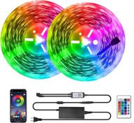 enhance your bedroom ambiance with 32.8ft led strip lights: music sync, 🛌 bluetooth app control & remote, rgb color changing glow (32.8 ft- app control) логотип