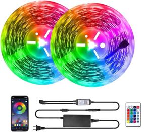 img 4 attached to Enhance Your Bedroom Ambiance with 32.8ft LED Strip Lights: Music Sync, 🛌 Bluetooth App Control & Remote, RGB Color Changing Glow (32.8 ft- App Control)