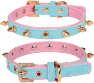 lovpe golden spiked studded double layer leather cat and dog collar 🐾 with rhinestone buckle - ideal for cats, puppies, and small to medium dogs logo