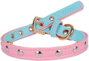 img 1 attached to LOVPE Golden Spiked Studded Double Layer Leather Cat and Dog Collar 🐾 with Rhinestone Buckle - Ideal for Cats, Puppies, and Small to Medium Dogs