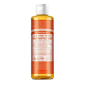 img 4 attached to Жидкое мыло Dr. Bronner's Pure-Castile Tea Tree - 8 унций: органическое, 18-в-1 использований, против прыщей, против перхоти, для животных, для посуды - концентрированное, веганское, не ГМО.