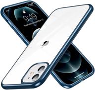 📱 humixx iphone 12 mini case - diamond crystal clear [20x anti-yellowing] [military grade drop protection] hard pc back + soft tpu bumper - slim thin case for iphone 12 mini in navy blue logo