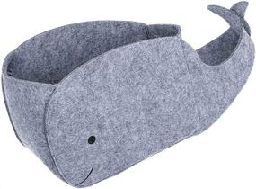 img 4 attached to 🐳 Fabric Whale-Shaped Collapsible Toy Organiser Basket - Yardwe Felt Storage Bin for Home Laundry Hamper