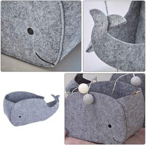 img 3 attached to 🐳 Fabric Whale-Shaped Collapsible Toy Organiser Basket - Yardwe Felt Storage Bin for Home Laundry Hamper