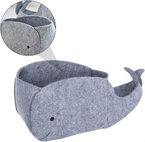 img 1 attached to 🐳 Fabric Whale-Shaped Collapsible Toy Organiser Basket - Yardwe Felt Storage Bin for Home Laundry Hamper