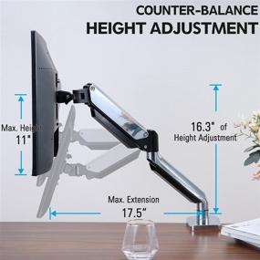 img 2 attached to Улучшите свое рабочее пространство с кронштейном для монитора MOUNTUP - премиальным полированным алюминиевым стендом для одного монитора с газовой пружиной, кронштейном VESA и зажимом - идеально подходит для монитора размером от 17 до 32 дюймов (модель MU0034)