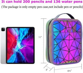 img 3 attached to Geometric 200 Slots Colored Pencil Case - Large Capacity Pen Organizer with Zipper for Prismacolor Watercolor Pencils Maker Gel Pens - Ideal for Students & Artists