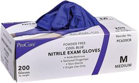 img 4 attached to ProCure 200 Count Medium Nitrile Gloves - Powder-Free, Latex-Free, Medical Grade, Non-Sterile, Ambidextrous - Soft with Textured Tips - Cool Blue