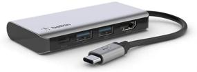 img 4 attached to 🔌Belkin 4-в-1 Мультипорт Адаптер Док-станция с 4K HDMI, USB-C 100Вт УПЗ зарядкой, USB A портами для MacBook Pro, Air, iPad Pro, XPS и еще больше