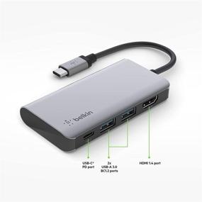 img 2 attached to 🔌Belkin 4-в-1 Мультипорт Адаптер Док-станция с 4K HDMI, USB-C 100Вт УПЗ зарядкой, USB A портами для MacBook Pro, Air, iPad Pro, XPS и еще больше