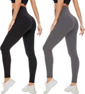 🩳 women's non-see-through leggings (2/5 pack) - tummy control, high waist, super soft yoga pants for workouts логотип