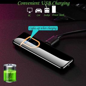 img 2 attached to 🔥 ATian Electronic Lighter: Rechargeable USB Charging Lighter for Candle & Cigarette, Windproof Plasma Lighter with Touch Ignition and Power Indicator - Ideal Flameless Gift for Boyfriends