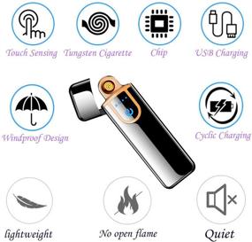 img 3 attached to 🔥 ATian Electronic Lighter: Rechargeable USB Charging Lighter for Candle & Cigarette, Windproof Plasma Lighter with Touch Ignition and Power Indicator - Ideal Flameless Gift for Boyfriends