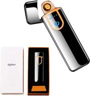 🔥 atian electronic lighter: rechargeable usb charging lighter for candle & cigarette, windproof plasma lighter with touch ignition and power indicator - ideal flameless gift for boyfriends logo