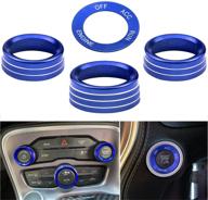 🔵 blue cd button knob ring set of 4 for dodge challenger charger chrysler 300 300s (2015-2021) - a/c volume radio decal trims, air conditioner switch covers logo