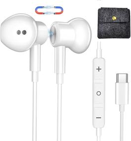 img 4 attached to 🎧 Наушники USB C с микрофоном - Тип C наушники для Samsung Galaxy S21 Ultra S20 FE, Hi-Fi аудио, магнитные, совместимые с Galaxy Z Flip 3, Z Fold3, S21+, Note 20 Ultra, OnePlus 8, 9 Pro, Pixel 5.