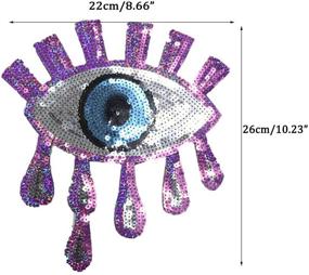 img 3 attached to 👀 EvaGO 4-частый набор больших патчей для глаз - серебряные, золотые, фиолетовые, черные, синие глаза с пайетками в стиле панк для одежды, джинс, футболок, аппликация для рукоделия