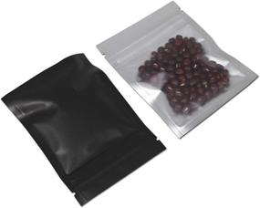 img 4 attached to 🛍️ 100 Pack Resealable Airtight Bags Frosted Clear Front Mylar Foil Zipper Lock Pouch (Matte Black 2.9x3.9 inch) - Ideal Zip Reclosable Food Storage Bags, Heat Seal Pouches, Grocery Pack+