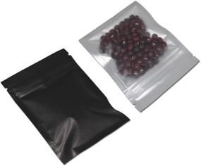 img 1 attached to 🛍️ 100 Pack Resealable Airtight Bags Frosted Clear Front Mylar Foil Zipper Lock Pouch (Matte Black 2.9x3.9 inch) - Ideal Zip Reclosable Food Storage Bags, Heat Seal Pouches, Grocery Pack+