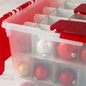 img 1 attached to 🎄 Iris USA Storage-Bin Holiday Wing-Lid Box with Ornament Dividers, 60 Qt, 2 Pack, Clear/Red, 2 Count - Efficient Christmas Storage Solution with Ornament Dividers