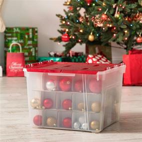 img 3 attached to 🎄 Iris USA Storage-Bin Holiday Wing-Lid Box with Ornament Dividers, 60 Qt, 2 Pack, Clear/Red, 2 Count - Efficient Christmas Storage Solution with Ornament Dividers