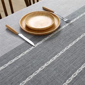 img 2 attached to 🏞️ Farmhouse Waterproof Embroidery Washable Tablecloth: Durable and Stylish Protection