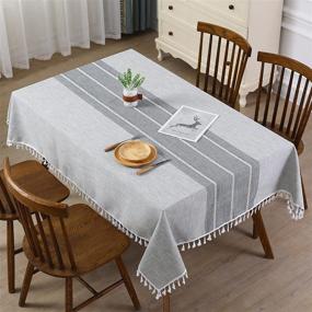 img 3 attached to 🏞️ Farmhouse Waterproof Embroidery Washable Tablecloth: Durable and Stylish Protection