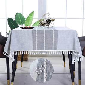 img 4 attached to 🏞️ Farmhouse Waterproof Embroidery Washable Tablecloth: Durable and Stylish Protection