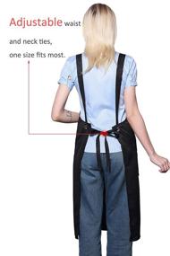 img 3 attached to 💇 Black Hair Stylist Apron with Pockets - Professional Salon Hairdresser Barber Pet Groomers Smock Vest with Belt