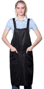 img 4 attached to 💇 Black Hair Stylist Apron with Pockets - Professional Salon Hairdresser Barber Pet Groomers Smock Vest with Belt